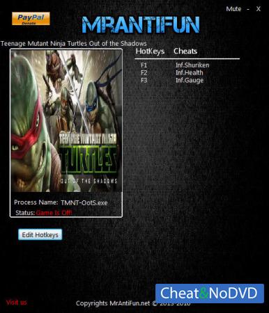 Teenage Mutant Ninja Turtles: Out of the Shadows  Trainer +3 v01.01.2017 {MrAntiFun} 