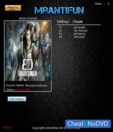 Binary Domain  Trainer +4 v12.28.2016 {MrAntiFun}