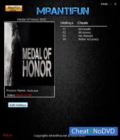 Medal of Honor 2010  Trainer +4 v01.04.2017 {MrAntiFun}