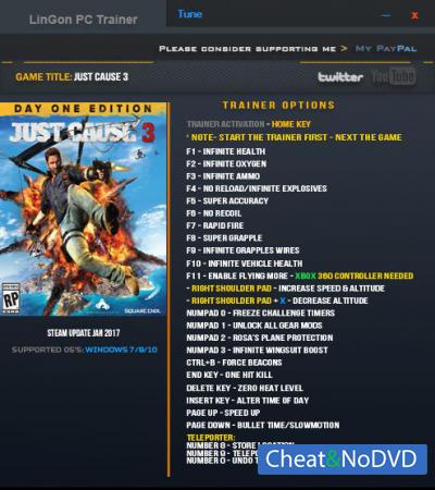 Just Cause 3  Trainer +23 Update Jan 2017 {LinGon}