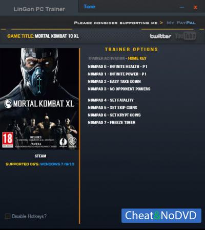 Mortal Kombat XL  Trainer +8 Updated 12 Jan 2017 {LinGon}