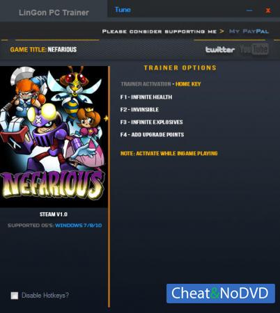 Nefarious  Trainer +4 v1.0 {LinGon}