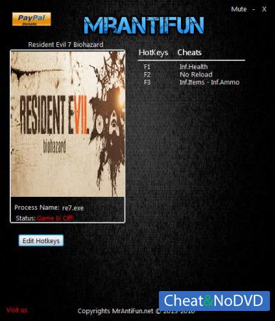 Resident Evil 7: Biohazard  Trainer +4 v1.00 {MrAntiFun}