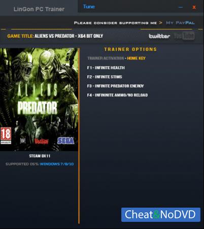 Aliens vs. Predator  Trainer +4 Update 01.02.2017 {LinGon}