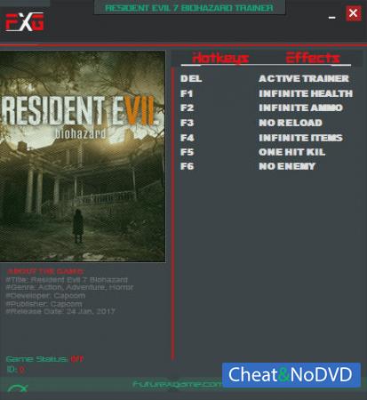 Resident Evil 7: Biohazard  Trainer +6 v1.01 {FutureX}