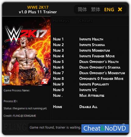 WWE 2K17  Trainer +11 v1.0 {FLiNG}