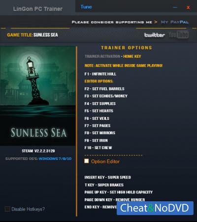 Sunless Sea  Trainer +16 v2.2.2.3129 {LinGon}