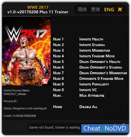 WWE 2K17  Trainer +11 v1.0 Update 08.02.2017 {FLiNG}