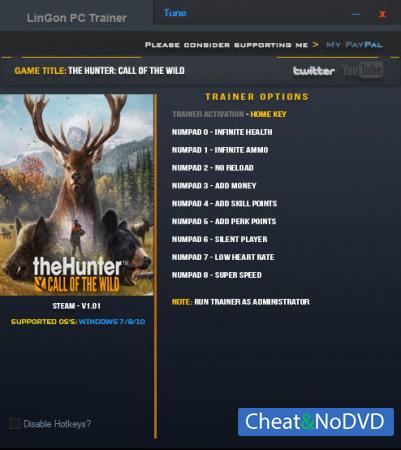 theHunter: Call of the Wild  Trainer +9 v1.01 {LinGon}