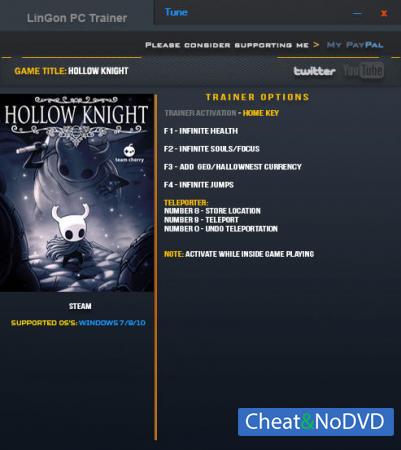 Hollow Knight  Trainer +9 v1.0 {LinGon}