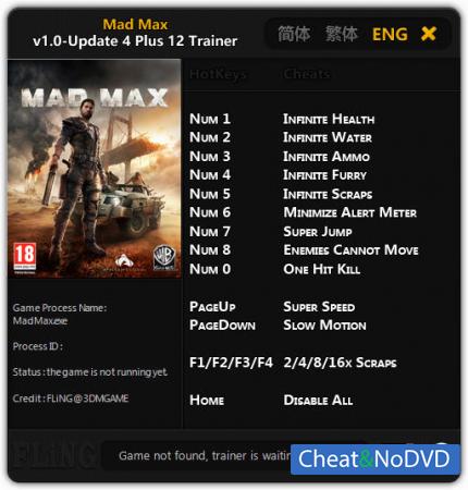 Mad Max  Trainer +12 v1.0 Update 4 {FLiNG}