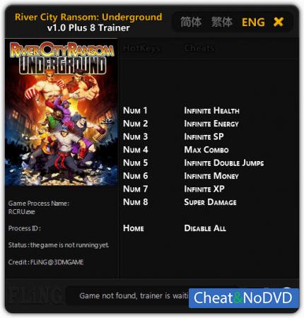 River City Ransom: Underground  Trainer +8 v1.0 {FLiNG}