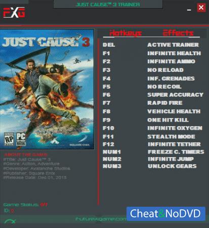 Just Cause 3  Trainer +15 v1.05 {FutureX} 