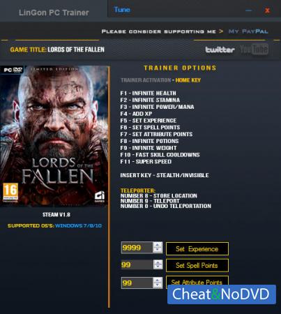Lords of the Fallen  Trainer +14 v1.8.0 {LinGon}