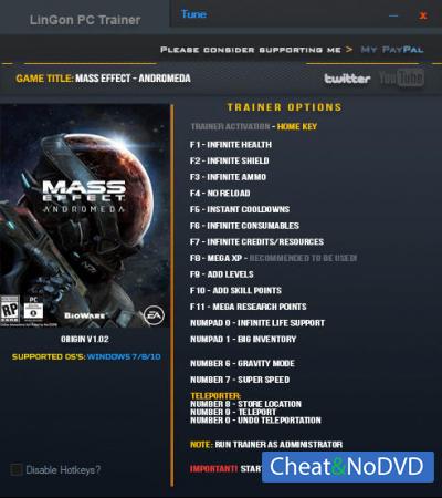 Mass Effect: Andromeda  Trainer +18 v1.02 {LinGon}