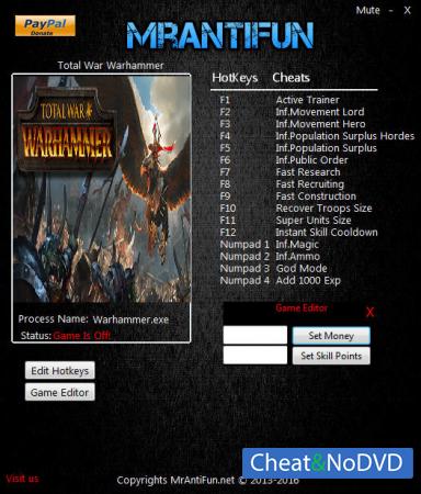 Total War: Warhammer  Trainer +17 v1.6.0 Build 13578 {MrAntiFun}