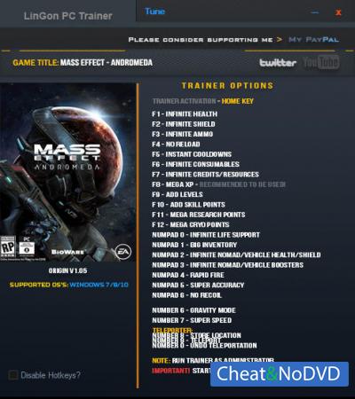 Mass Effect: Andromeda  Trainer +23 v1.05 {LinGon}