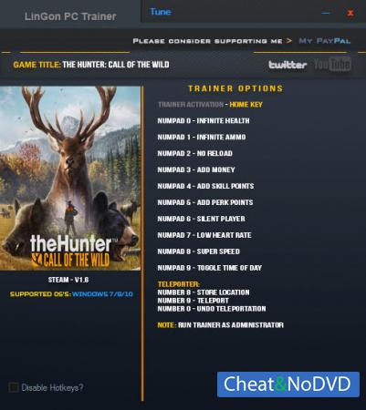 theHunter: Call of the Wild  Trainer +12 v1.6 {LinGon}