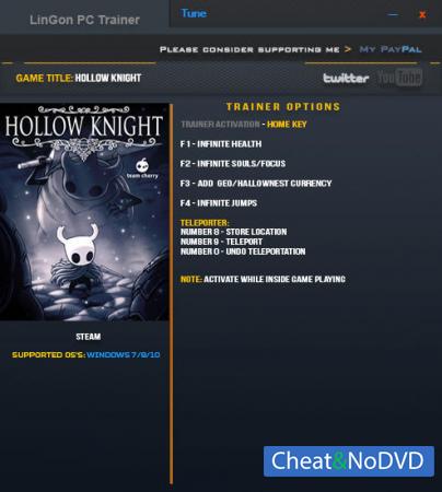 Hollow Knight  Trainer +9 v1.0.2.8 {LinGon}