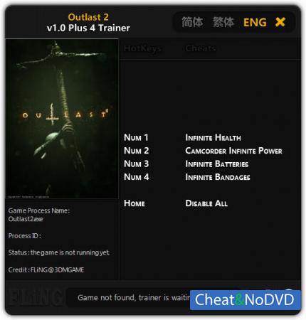 Outlast 2  Trainer +4 v1.0 {FLiNG}