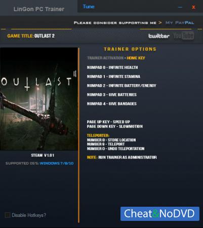 Outlast 2  Trainer +8 v1.01 64bit {LinGon}