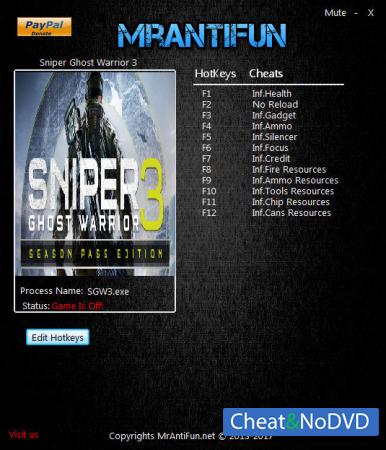 Sniper: Ghost Warrior 3  Trainer +12 v1.01 {MrAntiFun}