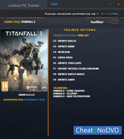 Titanfall 2  Trainer +10 v2.0.3.0 x64bit {LinGon}