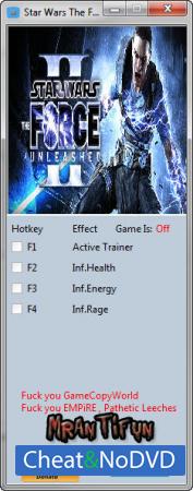 Star Wars: The Force Unleashed 2  Trainer +3 v1.1.0.0 {MrAntiFun}