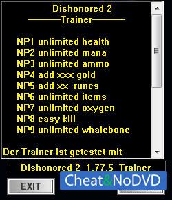 Dishonored 2  Trainer +9 v1.77.5.0 {dR.oLLe}