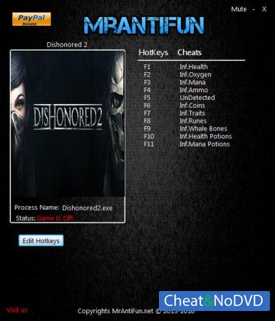 Dishonored 2  Trainer +11 v1.77.7 {MrAntiFun}