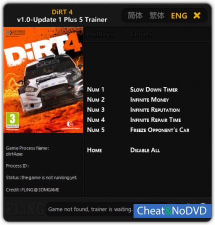 DiRT 4  Trainer +5 v1.0 Update 1 {FLiNG}