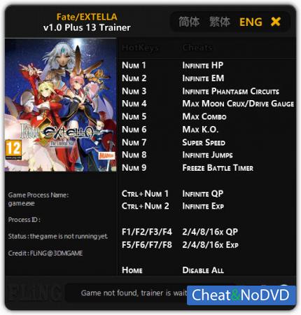 Fate/EXTELLA   Trainer +13 v1.0 {FLiNG}