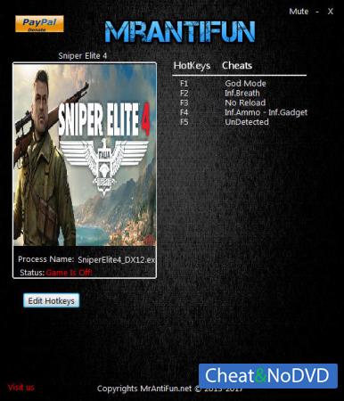 Sniper Elite 4  Trainer +6 v1.5.0 {MrAntiFun}