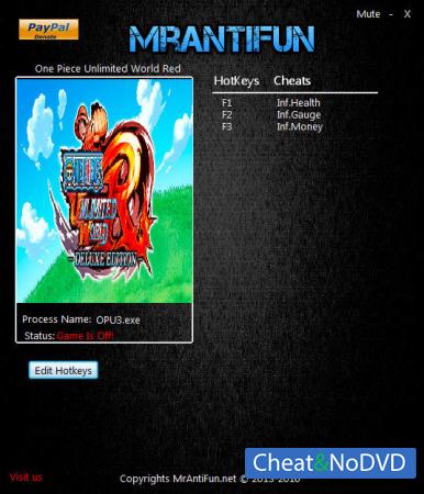 One Piece: Unlimited World Red  Trainer +3 v1.00 {MrAntiFun} 