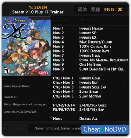 Ys SEVEN  Trainer +17 v1.0 {FLiNG}