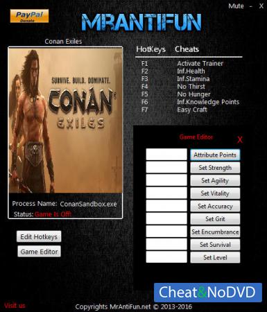 Conan Exiles  Trainer +15 v08.31.2017 {MrAntiFun}