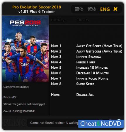 Pro Evolution Soccer 2018  Trainer +6 v1.01 {FLiNG}