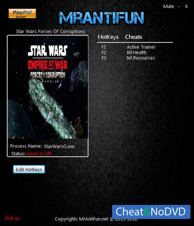 Star Wars: Empire at War - Forces of Corruption  Trainer +2 v1.121 {MrAntiFun}