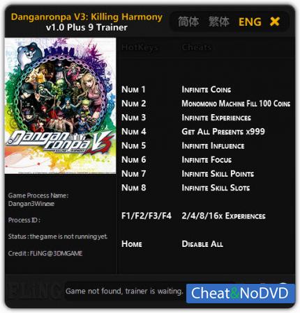 Danganronpa V3: Killing Harmony  Trainer +9 v1.0 {FLiNG}