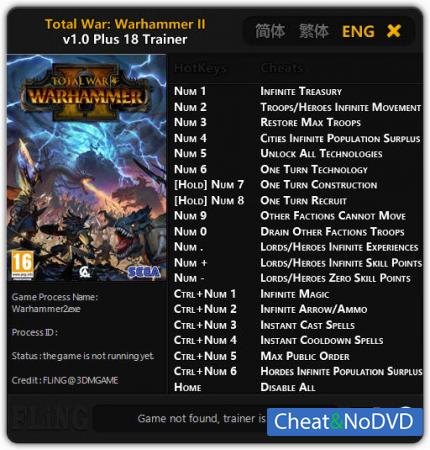 Total War: Warhammer 2  Trainer +18 v1.0 {FLiNG}