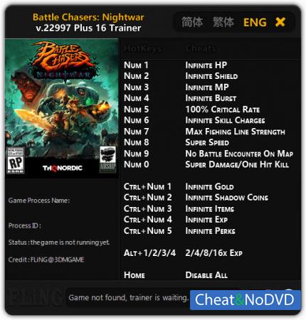 Battle Chasers: Nightwar  Trainer +16 v.22997 {FLiNG}