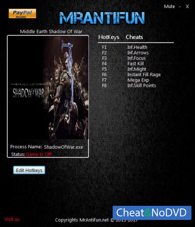 Middle-earth: Shadow of War  Trainer +8 v1.00 {MrAntiFun} 