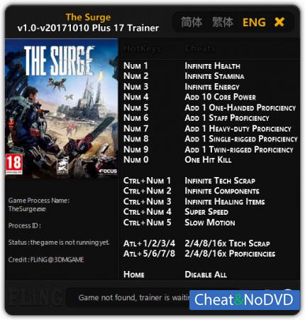 The Surge  Trainer +17 v1.0 - 2017.10.10 {FLiNG}