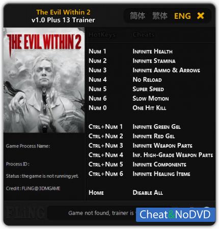 The Evil Within 2  Trainer +13 v1.0 {FLiNG}