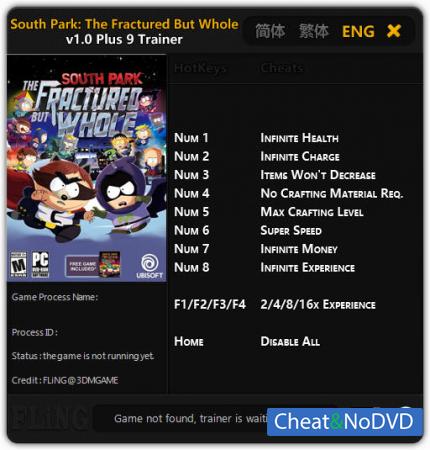 South Park: The Fractured but Whole  Trainer +9 v1.0 {FLiNG}