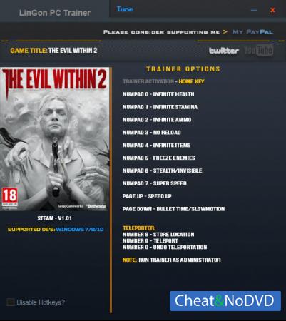 The Evil Within 2  Trainer +12 v1.01 {LinGon}