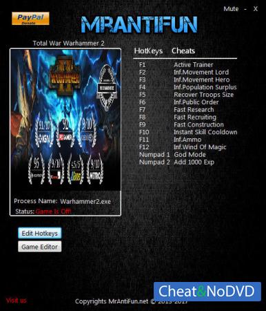 Total War: Warhammer 2  Trainer +14 v1.1.0 Build 4871 {MrAntiFun}