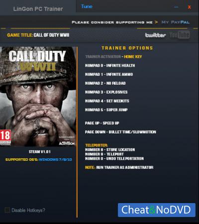 Call of Duty: WW2  Trainer +9 v1.01 {LinGon}