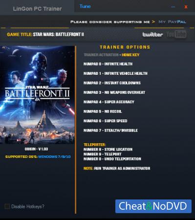 Star Wars: Battlefront 2 2017  Trainer +10 v1.03 Update 20 Nov 2017 {LinGon}