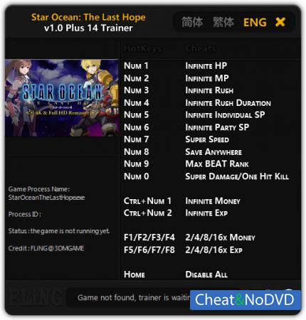 Star Ocean: The Last Hope 4K and Full HD Remaster  Trainer +14 v1.0 {FLiNG}